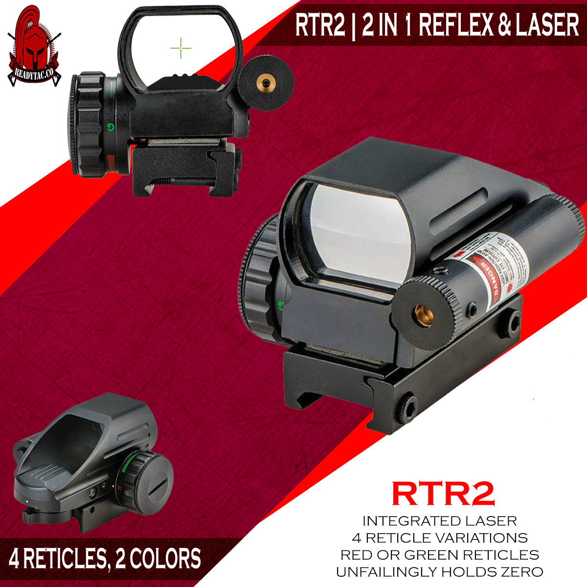 Red Rascal Double Vision RTR2 | 2 IN 1 Reflex Sight - 4 Red & Green Reticle Options, Laser ...
